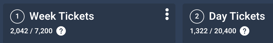 Example ticket collection header showing the collection order number and capacity